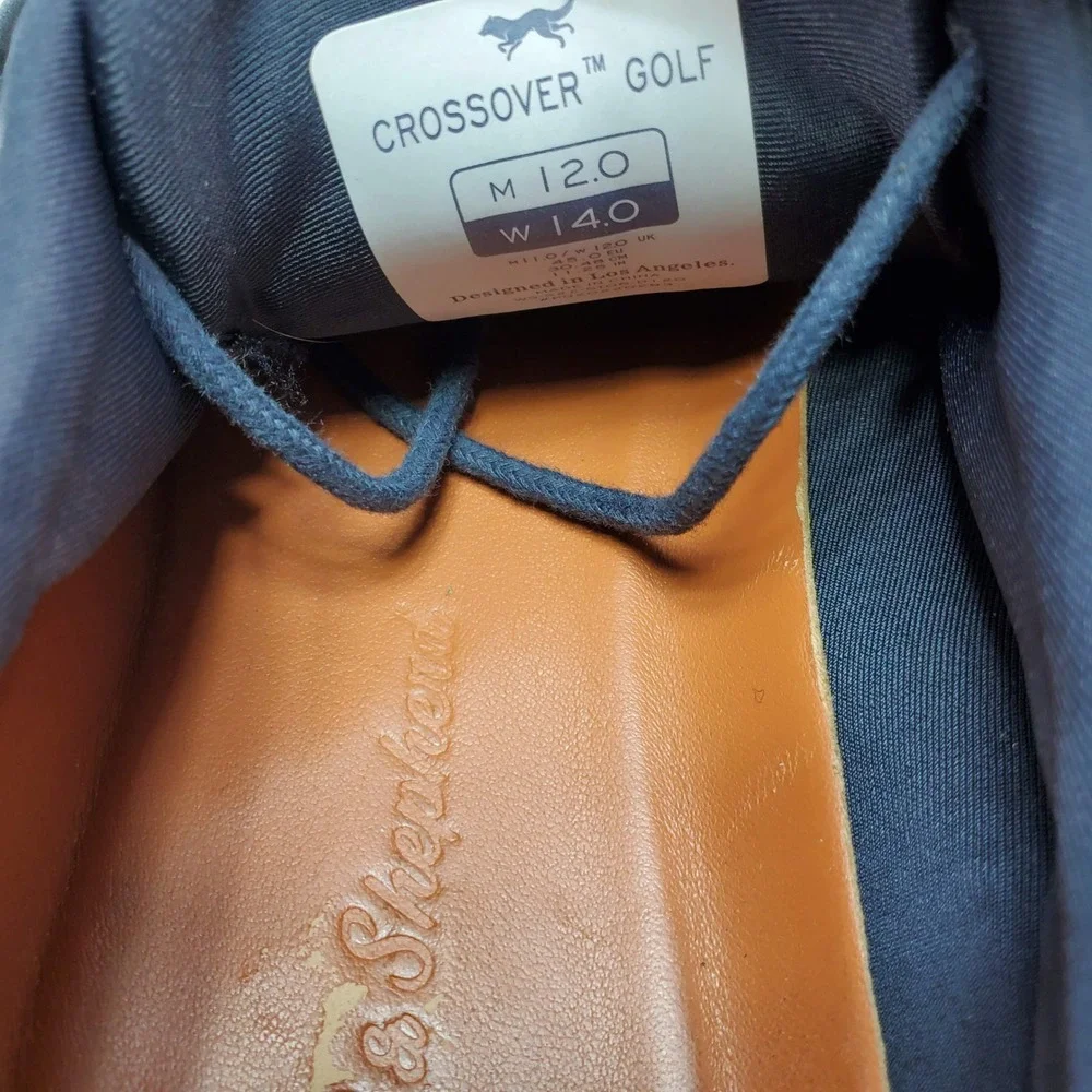 Wolf & Shepherd Crossover Golf Shoes Mens 12 Navy Blue Spikeless Leather Hybrid‎